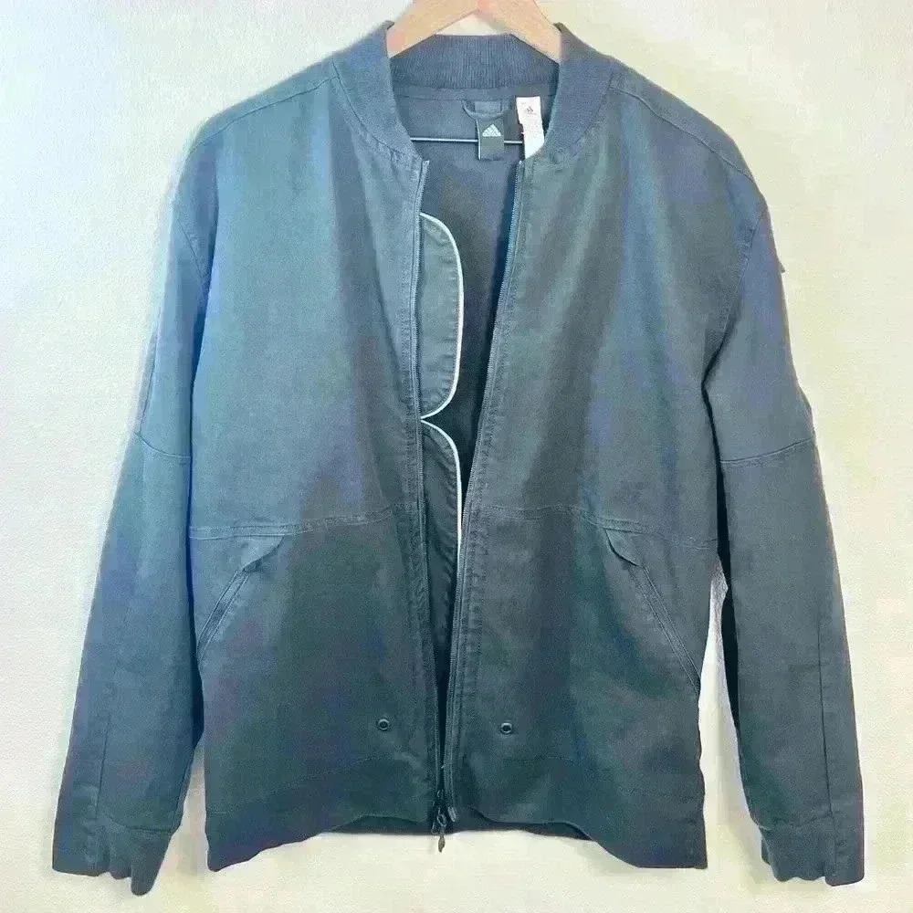 Adidas Men’s Black Bomber Jacket with Adidas Logo on Back Size Medium - Picture 3 of 13